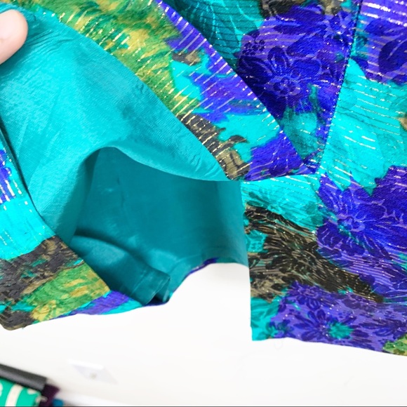 Gillian | Metallic Floral Silk Cutout Dress - Picture 7 of 7